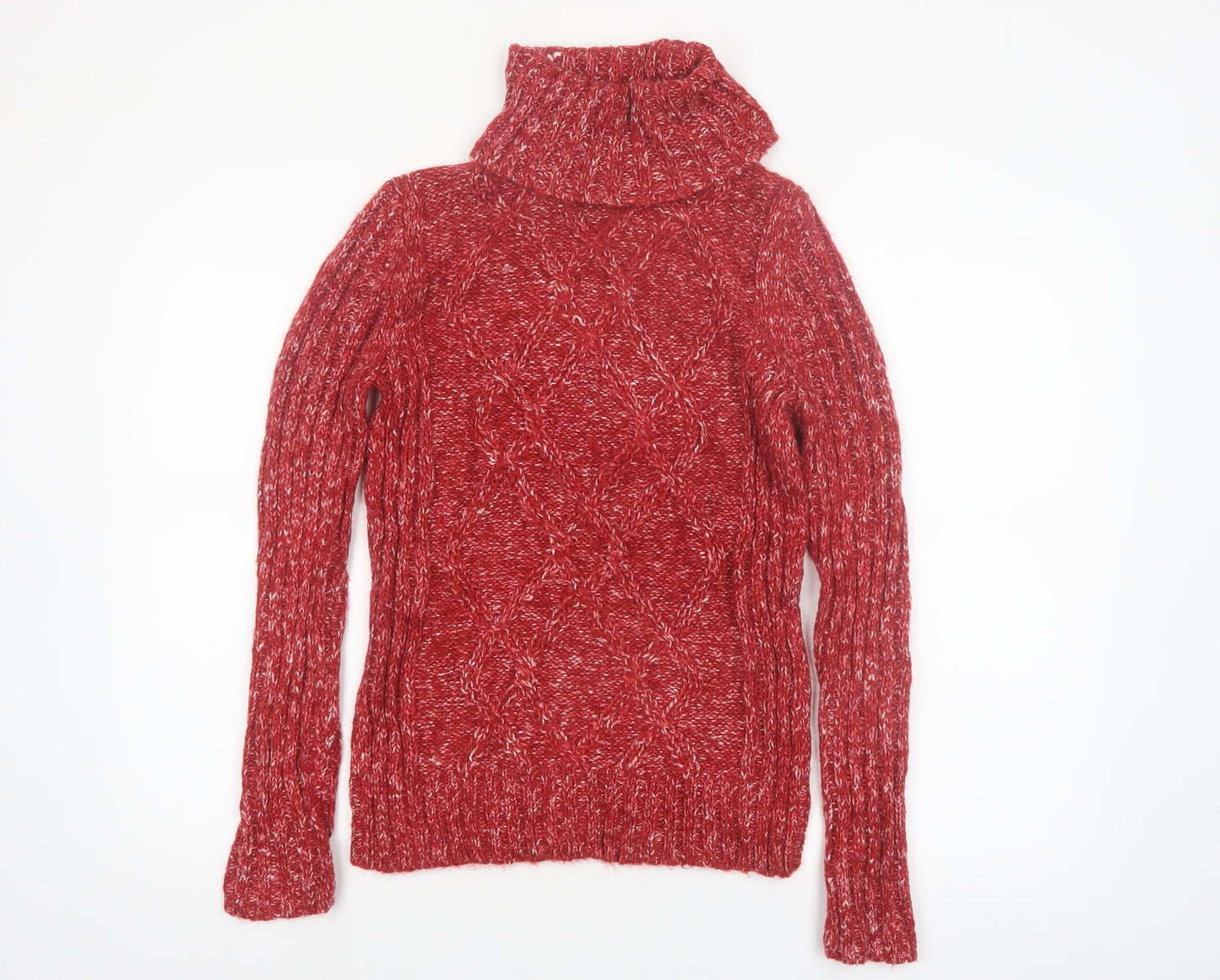 Denver Hayes Women's Red Roll Neck Chunky Knit Jumper Size S
