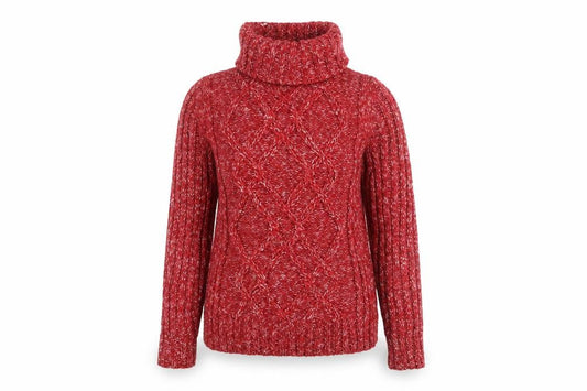 Denver Hayes Women's Red Roll Neck Chunky Knit Jumper Size S