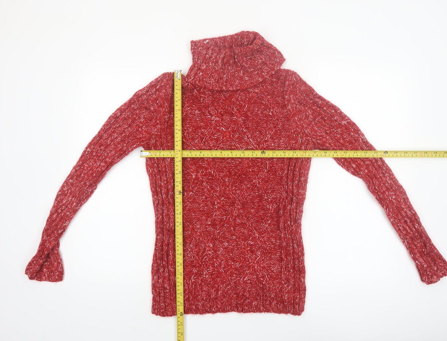 Denver Hayes Women's Red Roll Neck Chunky Knit Jumper Size S