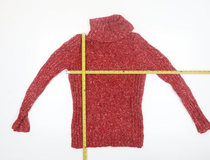 Denver Hayes Women's Red Roll Neck Chunky Knit Jumper Size S