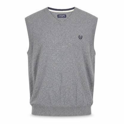 Chaps Men's Grey Cotton V-Neck Knit Vest Jumper Size L