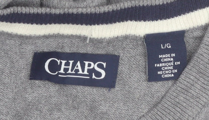 Chaps Men's Grey Cotton V-Neck Knit Vest Jumper Size L