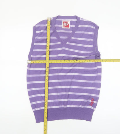 P.Life Men's Purple Striped V-Neck Sleeveless Knit Vest M