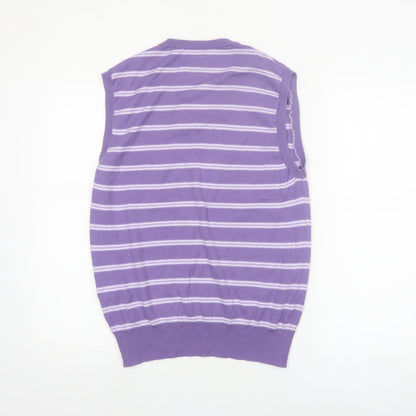 P.Life Men's Purple Striped V-Neck Sleeveless Knit Vest M