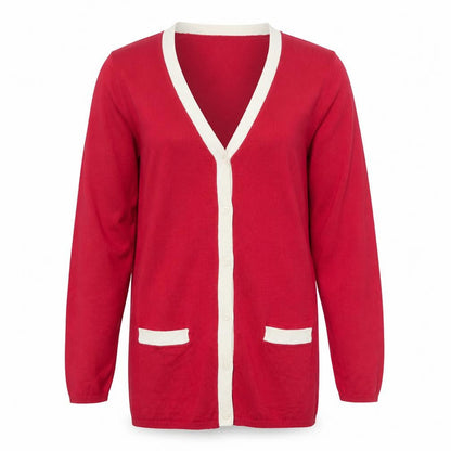 Chadwick's Women's Red V-Neck Long Sleeve Cardigan Size L
