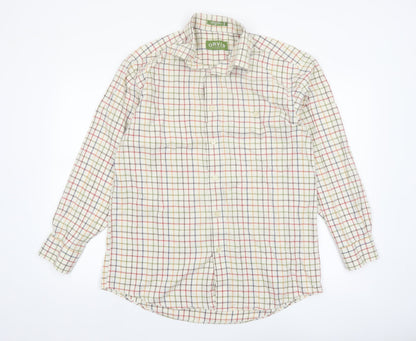 Orvis Men's Multicoloured Check Cotton Button-Up Long Sleeve Shirt M