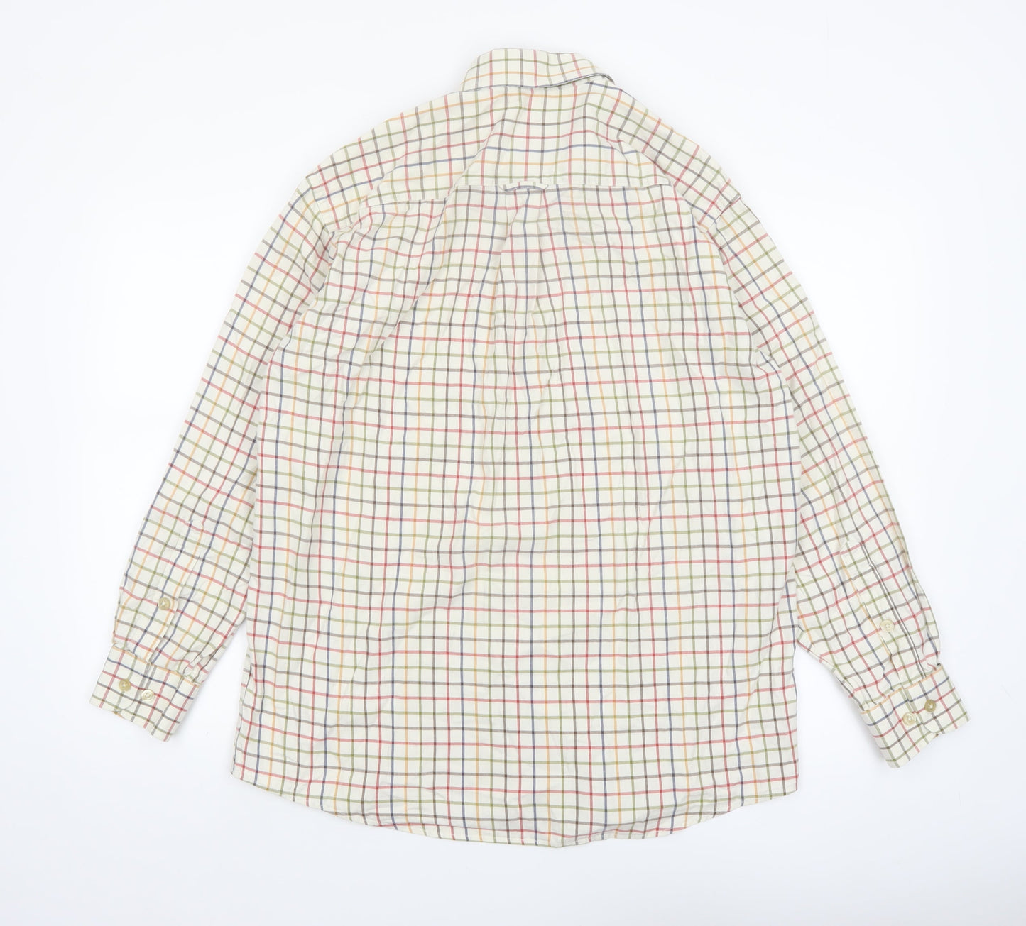Orvis Men's Multicoloured Check Cotton Button-Up Long Sleeve Shirt M
