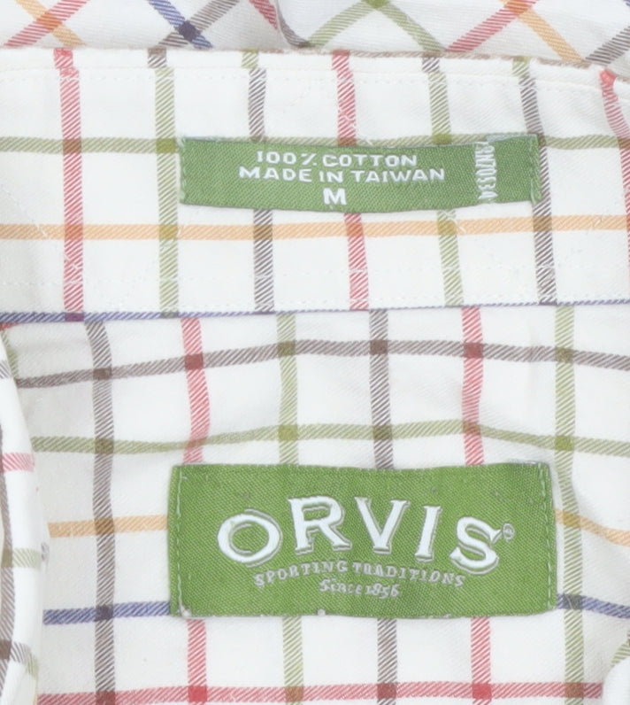 Orvis Men's Multicoloured Check Cotton Button-Up Long Sleeve Shirt M