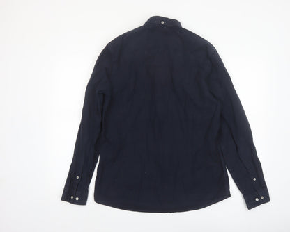 Next Men's Blue Slim Fit Long Sleeve Button-Up Shirt M