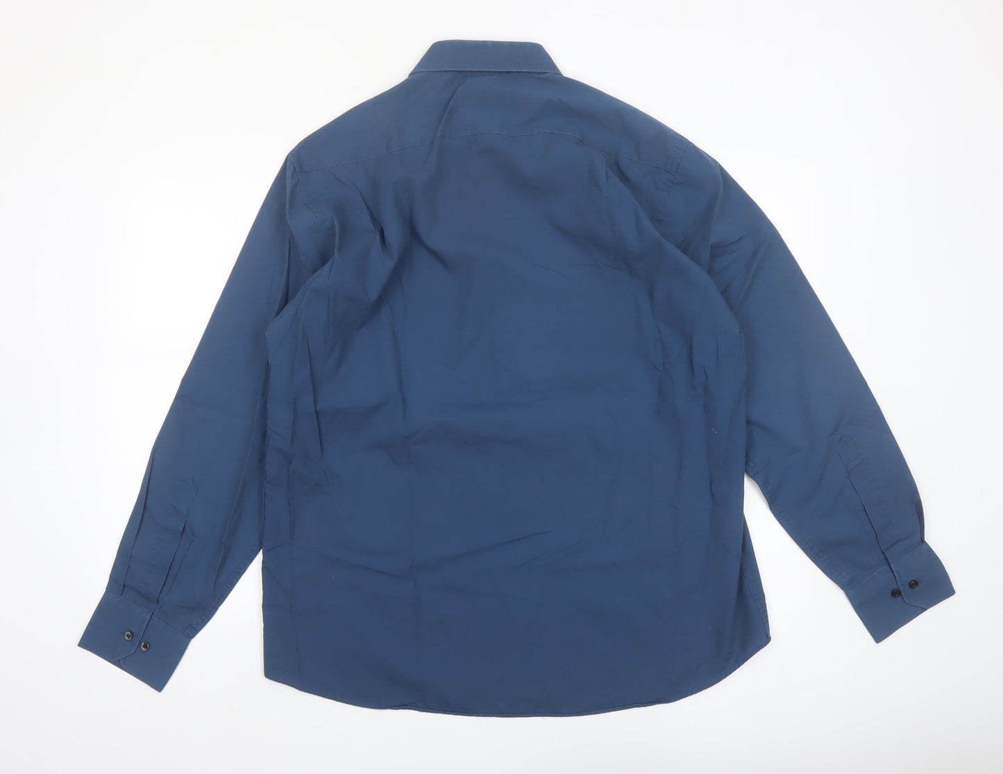 Jack Reid Mens Blue 16.5in Regular Fit Long Sleeve Button-Up Shirt