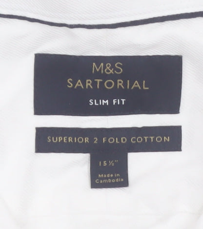 Marks and Spencer Mens White Slim Fit Formal Dress Shirt 15.5in
