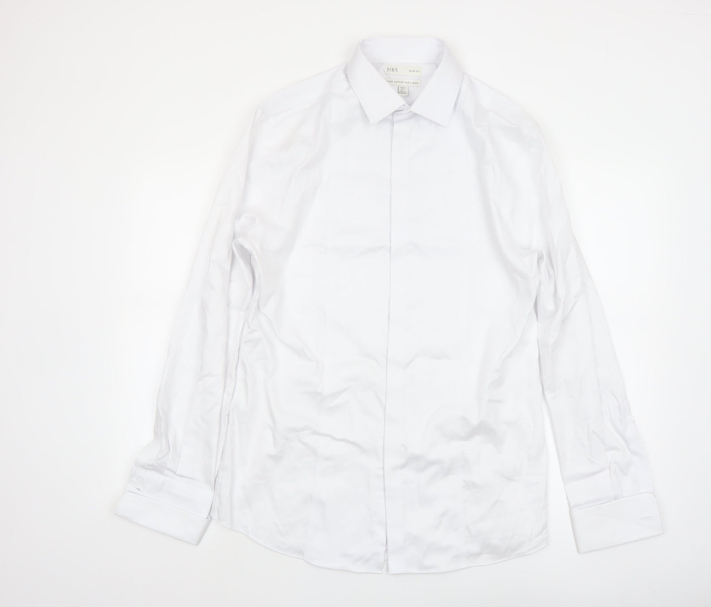 Marks and Spencer Men's White Slim Fit Pure Cotton Dress Shirt 15.5in