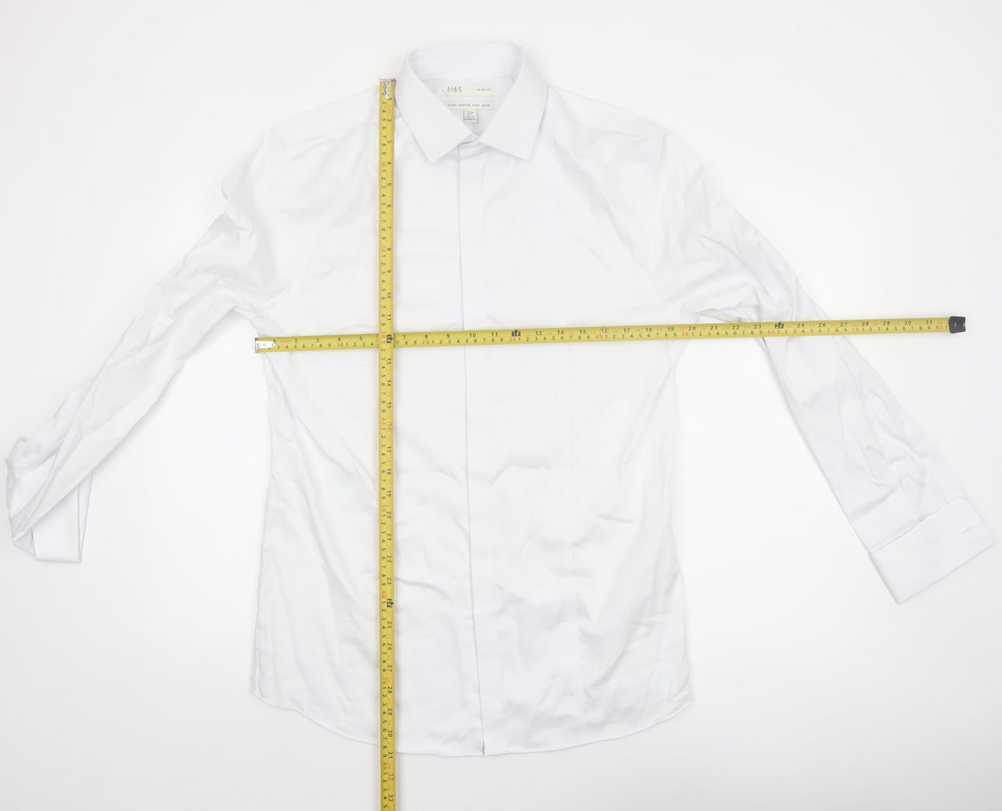 Marks and Spencer Men's White Slim Fit Pure Cotton Dress Shirt 15.5in