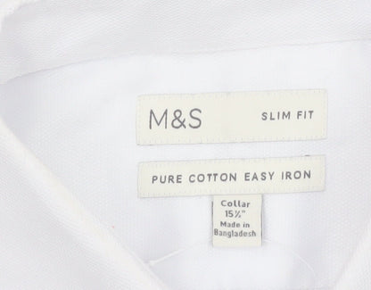 Marks and Spencer Men's White Slim Fit Pure Cotton Dress Shirt 15.5in