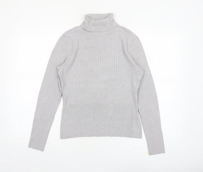 Worthington Womens Grey Roll Neck Knit Jumper Size L
