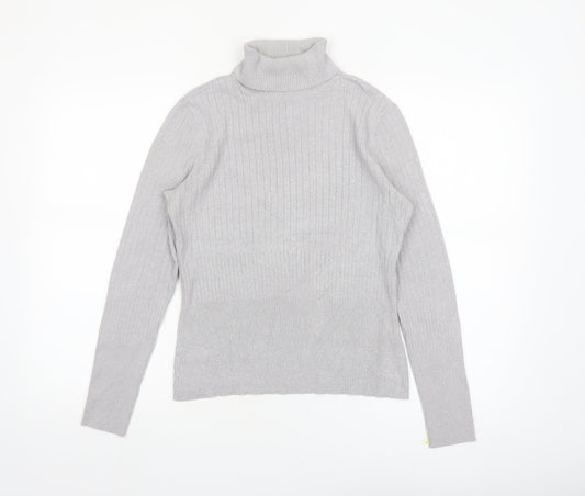 Worthington Womens Grey Roll Neck Knit Jumper Size L