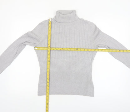 Worthington Womens Grey Roll Neck Knit Jumper Size L