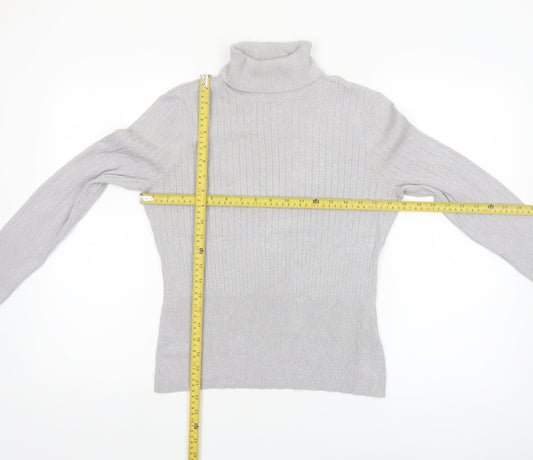 Worthington Womens Grey Roll Neck Knit Jumper Size L