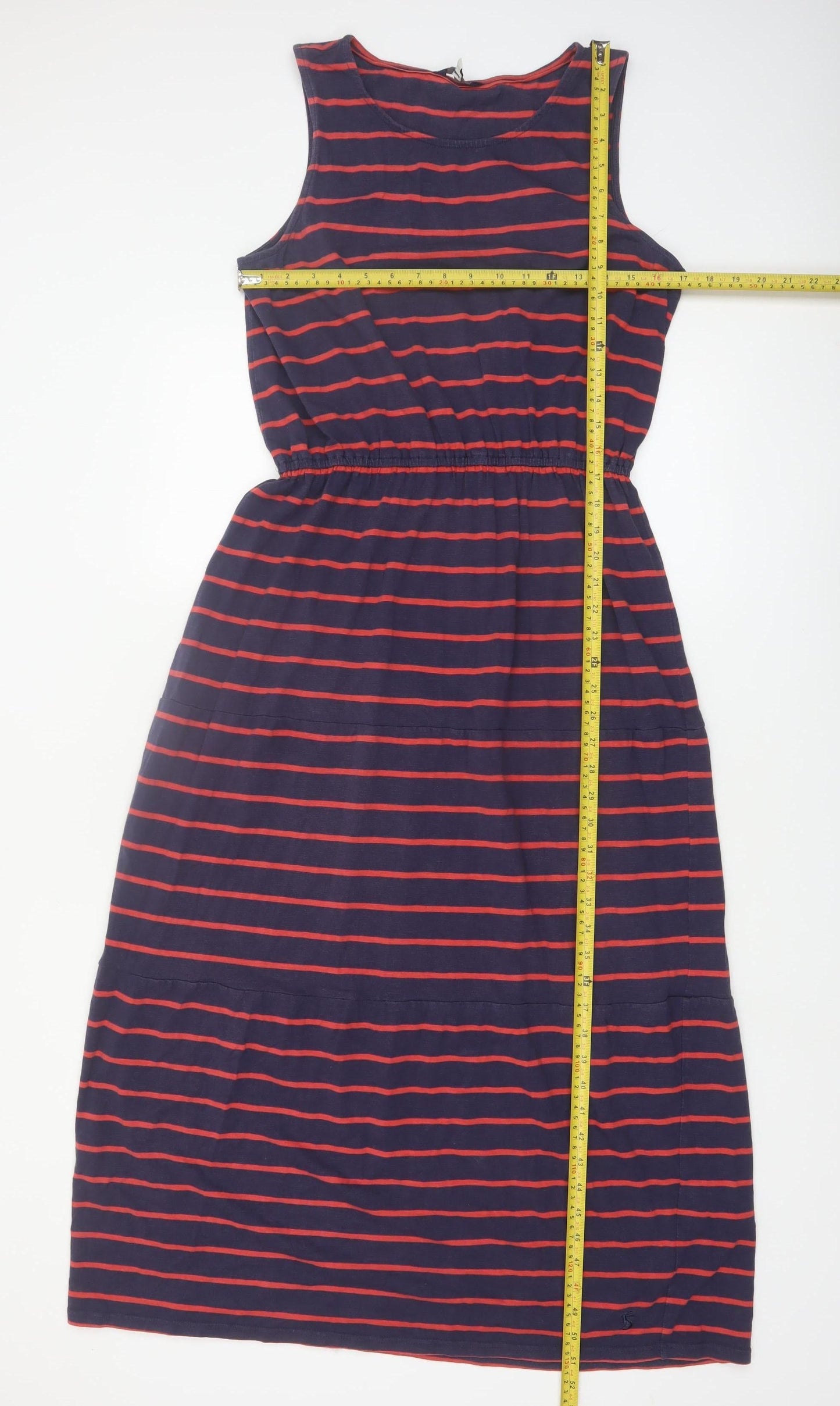 Joules Women Blue Striped Tank Dress Size 12 Cotton Blend