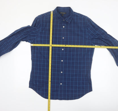 Banana Republic Men's Blue Check Slim Fit Long Sleeve Shirt L