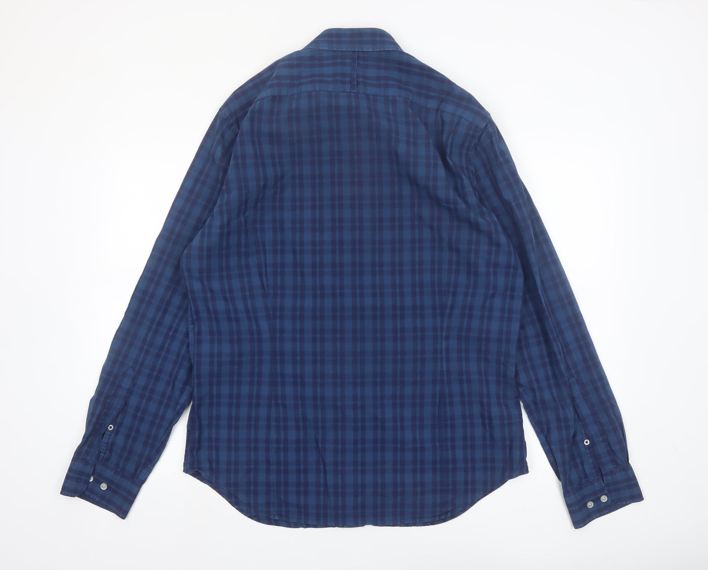 Banana Republic Men's Blue Check Slim Fit Long Sleeve Shirt L