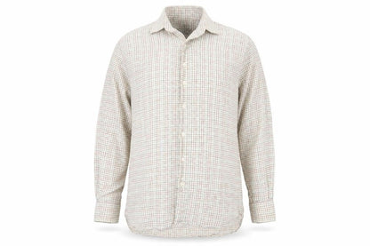 William Powell Men's Beige Check Cotton Long Sleeve Button-Up Shirt Size 16