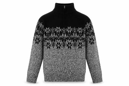 Mountain Ridge Men's Grey Fair Isle 1/4 Zip Knit Jumper L