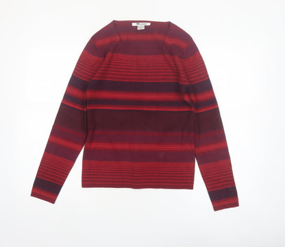 Nygard Collection Women Red Striped Silk Blend Jumper Size S 6-8