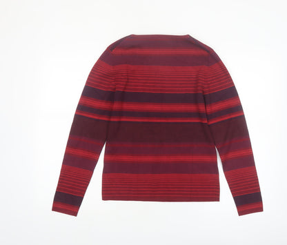 Nygard Collection Women Red Striped Silk Blend Jumper Size S 6-8