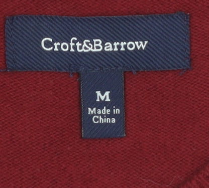 Croft & Barrow Men’s Red Argyle V-Neck Cotton Blend Jumper M
