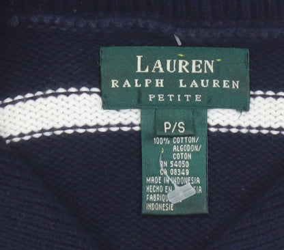Ralph Lauren Women Blue Striped Cotton Petite Jumper S
