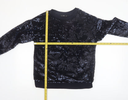 F&F Women’s Navy Sequin Pullover Sweatshirt UK 12 Velvet Party Style