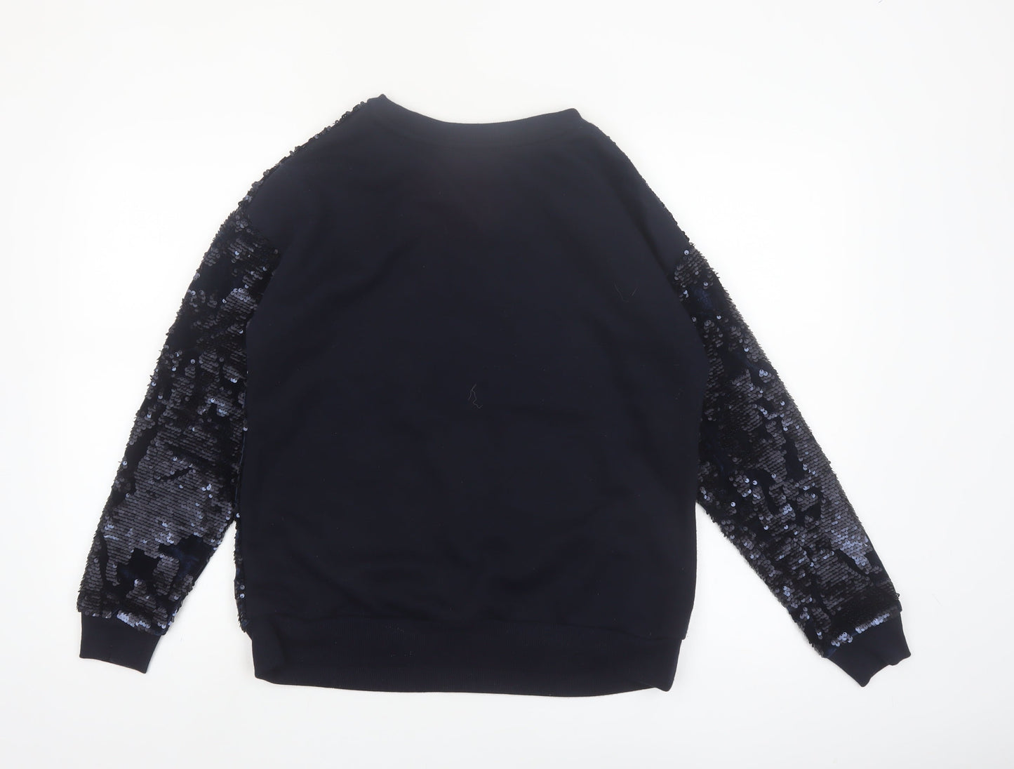 F&F Women’s Navy Sequin Pullover Sweatshirt UK 12 Velvet Party Style