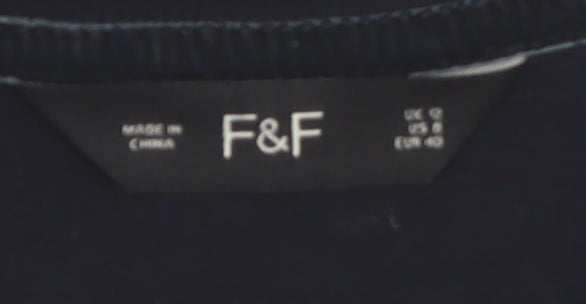 F&F Women’s Navy Sequin Pullover Sweatshirt UK 12 Velvet Party Style