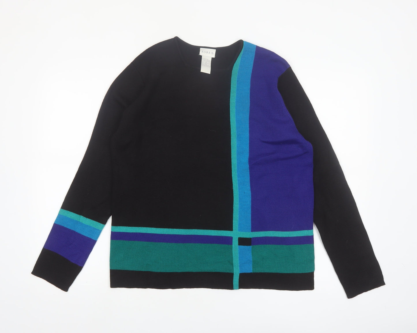 Koret Women’s Black Geometric Wool Blend Pullover Jumper M