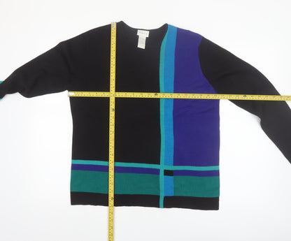Koret Women’s Black Geometric Wool Blend Pullover Jumper M