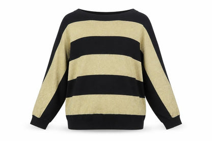Liz Claiborne Women's Gold Black Striped Pullover Jumper L