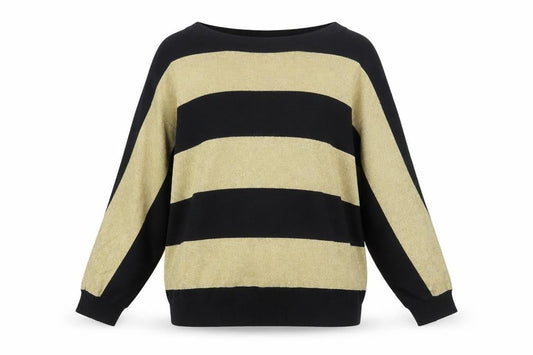 Liz Claiborne Women's Gold Black Striped Pullover Jumper L