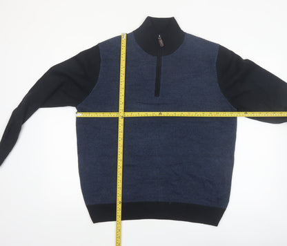 Tricots St Raphael Men's Blue 1/2 Zip High Neck Acrylic Jumper L