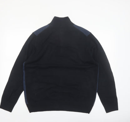 Tricots St Raphael Men's Blue 1/2 Zip High Neck Acrylic Jumper L