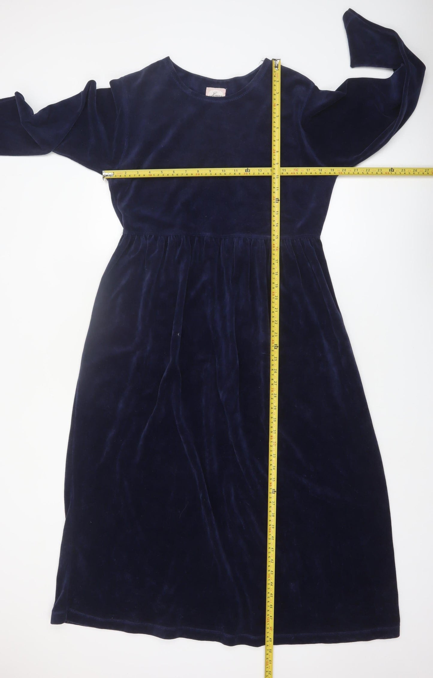 Jessica Women Blue Velvet A-Line Midi Dress Size 12-14