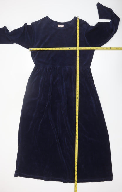 Jessica Women Blue Velvet A-Line Midi Dress Size 12-14