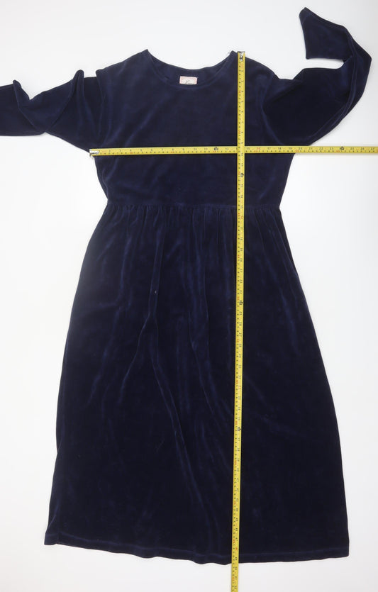 Jessica Women Blue Velvet A-Line Midi Dress Size 12-14
