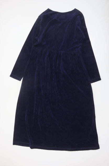 Jessica Women Blue Velvet A-Line Midi Dress Size 12-14