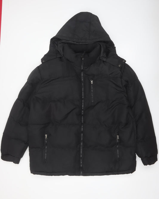 Outdoor Life Men's Black L Puffer Jacket Hooded Winter Coat