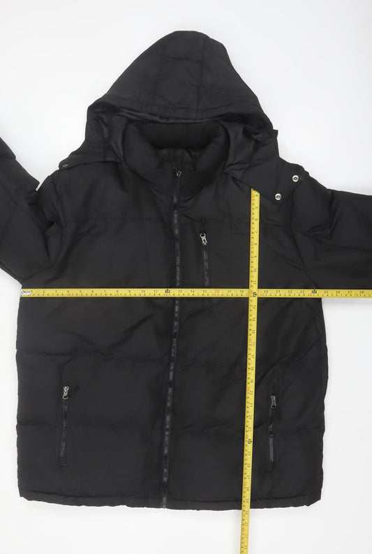 Outdoor Life Men's Black L Puffer Jacket Hooded Winter Coat