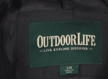 Outdoor Life Men's Black L Puffer Jacket Hooded Winter Coat