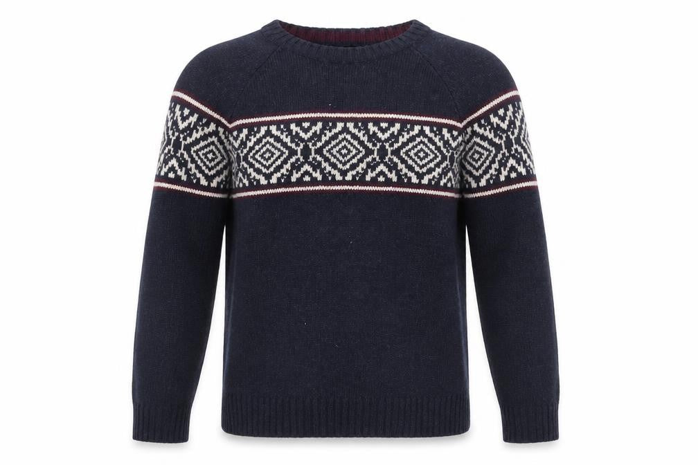 Haggar Men's Blue Fair Isle Knit Pullover Jumper Size M