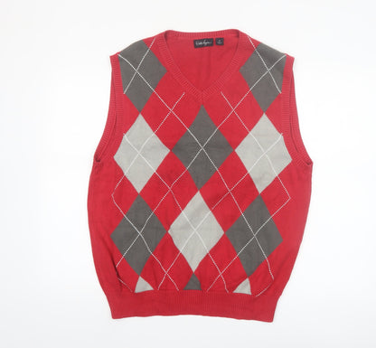 Walter Hagen Men's Red Argyle Cotton Golf Vest Size M