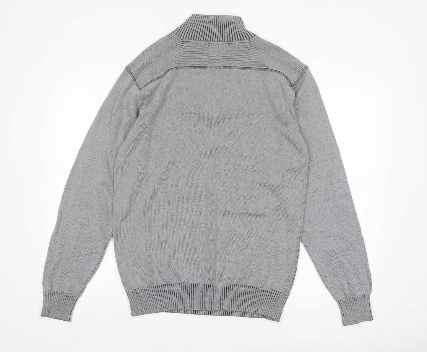Park Slope Men’s Grey Cotton 1/4 Zip Knit Jumper Size L